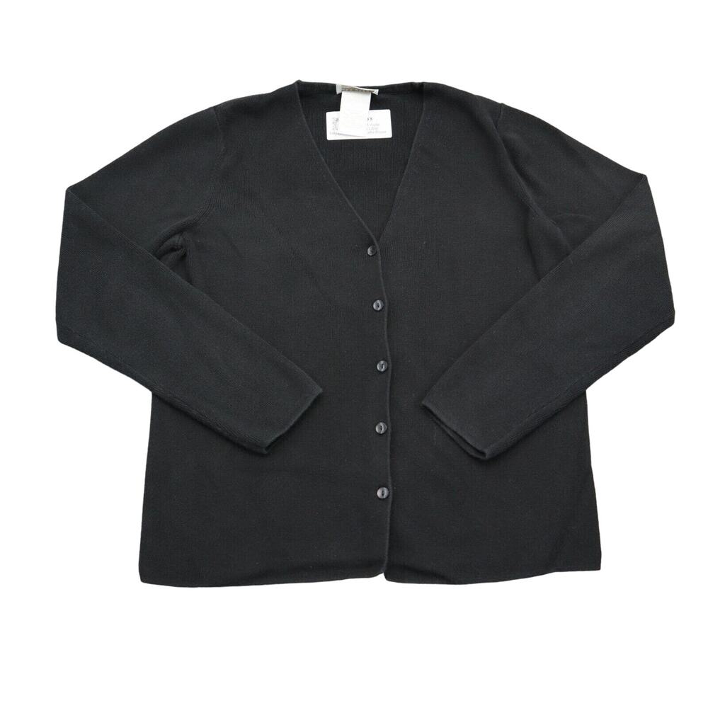 Designer Originals Sweater Womens M Black Button Up Long Sleeve VNeck Cardigan